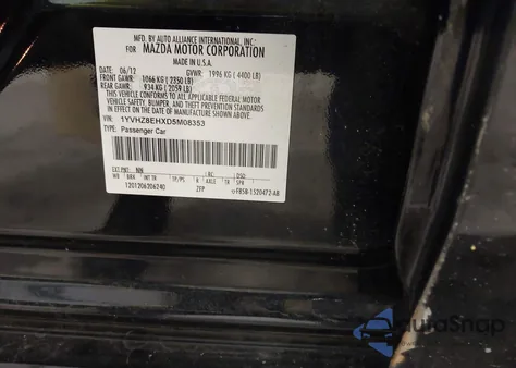 2013 Mazda Mazda6 I Touring Plus z USA, uszkodzony, nr VIN 1YVHZ8EHXD5M08353